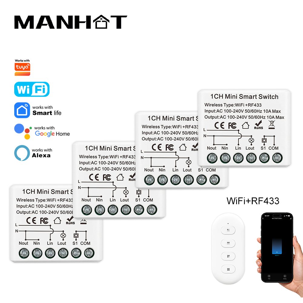Smart Light Switch Wifi - 10A 미니 WIFI 스마트 스위치 RF433Mhz