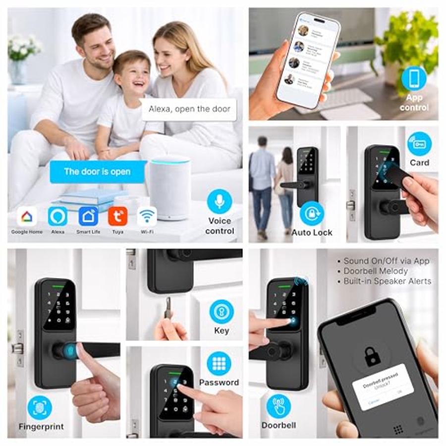 현관문, 침실, 사무실용 지문인식, 키패드, 초인종,  - Smart Door Lock Wifi 리뷰 및 가격