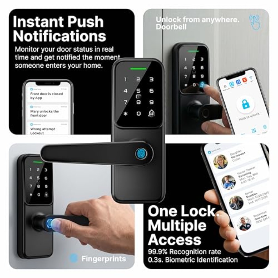 현관문, 침실, 사무실용 지문인식, 키패드, 초인종,  - Smart Door Lock Wifi 리뷰 및 가격